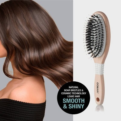 Conair Ceramic Wood Nylon & Boar Bristle Cushion Hair Brush - Imperfect Box