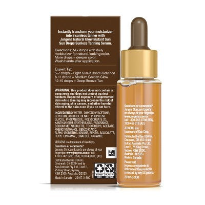 Jergens Natural Glow Instant Sun Drops Tanners 1 fl oz - Imperfect Box