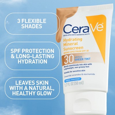 CeraVe Hydrating Mineral Tinted Face Lotion SPF 30 Light 1.7 fl oz - Imperfect Box