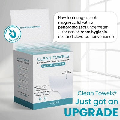 Clean Skin Club Clean Towels Blemish Control XL 50ct - New