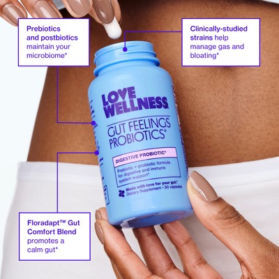 Love Wellness Gut Feelings Probiotics for a Healthy Gut & Immunity 30ct - Imperfect Container