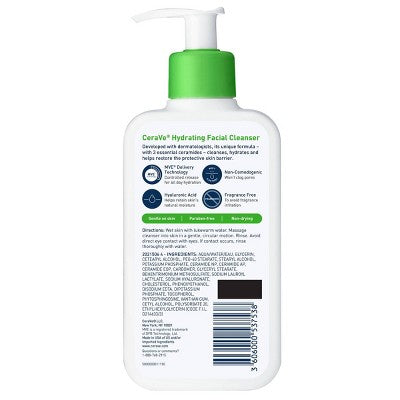 CeraVe Hydrating Face Wash with Hyaluronic Acid and Glycerin 8 fl oz - New