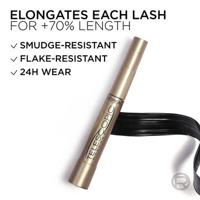 L'Oreal Paris Telescopic Original Washable Mascara 910 Blackest Black 0.27 fl oz - Imperfect Box