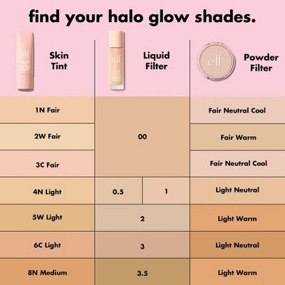 e.l.f. Halo Glow Skin Tint Light Coverage Foundation - Mineral SPF 50 - 6 Light Cool - 1 fl oz