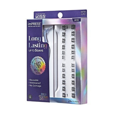 KISS Products imPRESS Long Lasting Press-On Self Adhesive False Eyelashes Demi Wispy 25ct - Imperfect Box