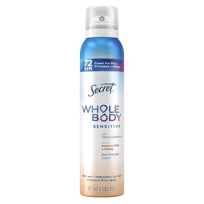 Secret Whole Body Deodorant Spray Almond Honey 3.5oz - New
